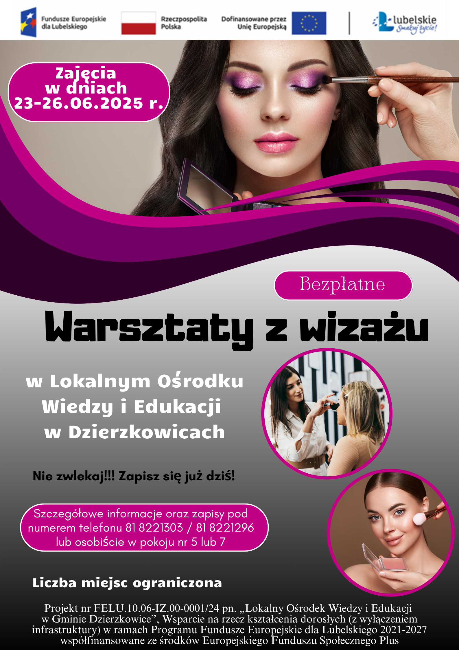 Zapraszamy na warsztaty z wizażu w ramach projektu LOWE realizowanego przez gminę Dzierzkowice - zdjęcie
