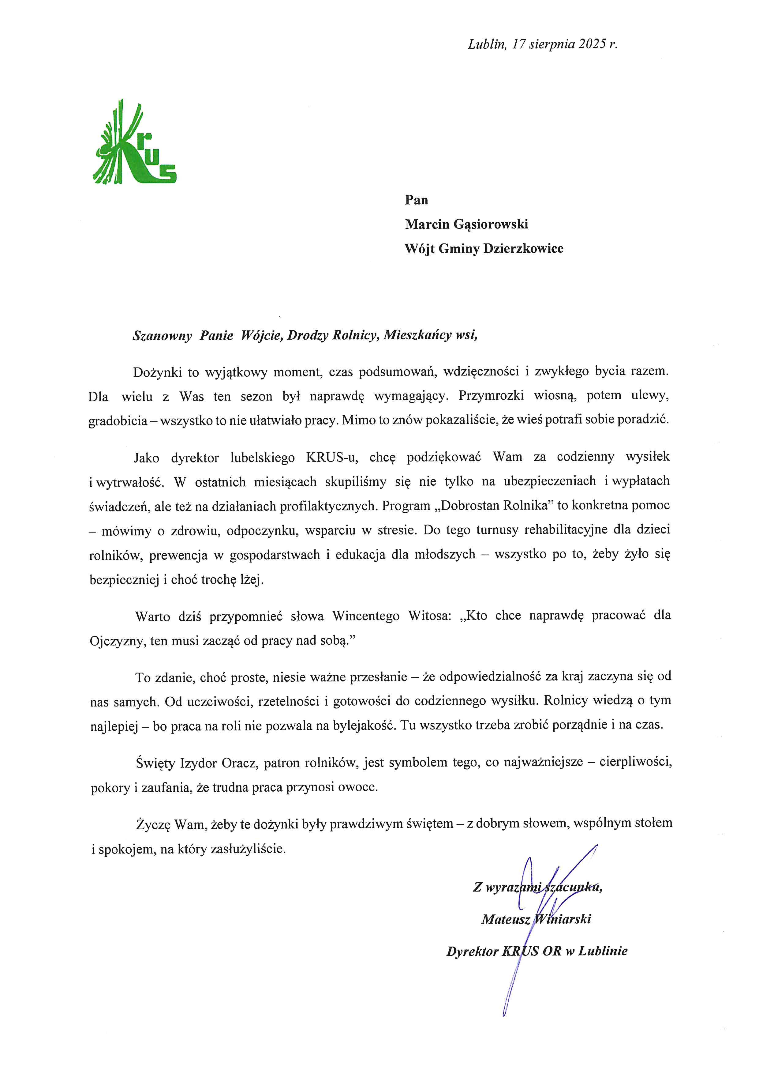 Podziękowania Dożynkowe - zdjęcie