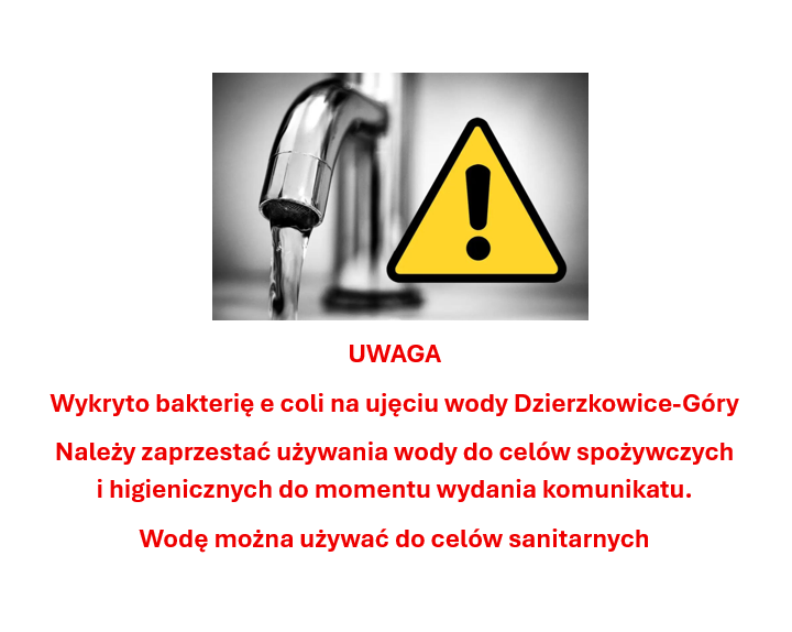 Komunikat o jakości wody - ujęcie wody Dzierzkowice-Góry