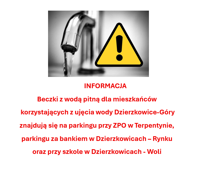 Woda pitna dla mieszkańców korzystających z ujęcia wody w m. Dzierzkowice-Góry