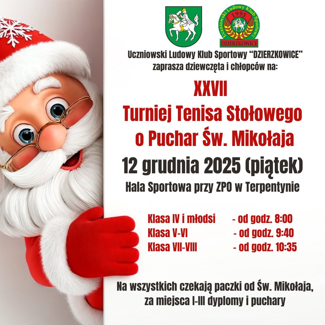XXVII Turniej Tenisa Stołowego o Puchar  Św. Mikołaja - zdjęcie