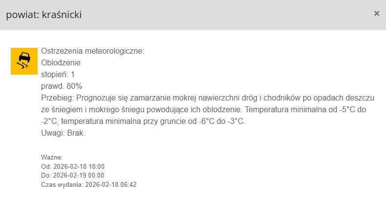 Ostrzeżenia meteorologiczne: Oblodzenie