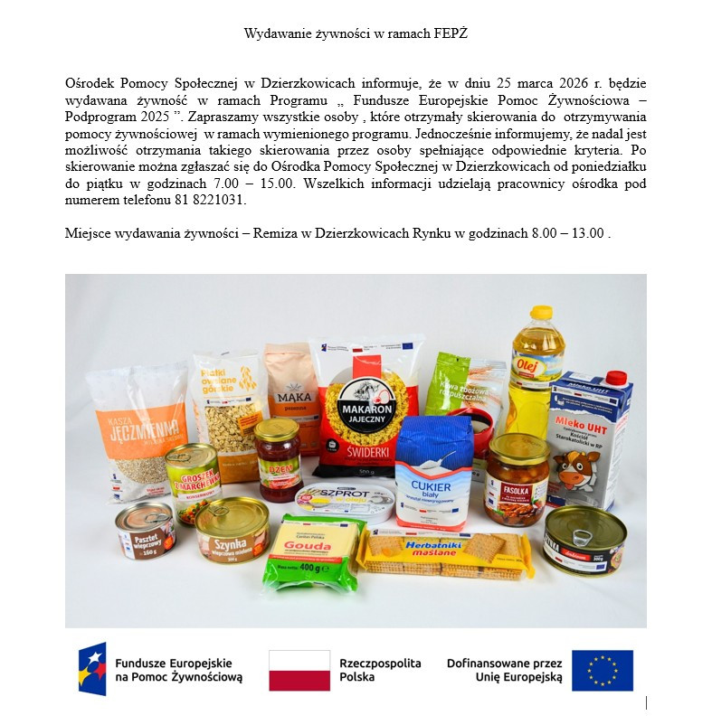 Wydawanie żywności w ramach FEPŻ