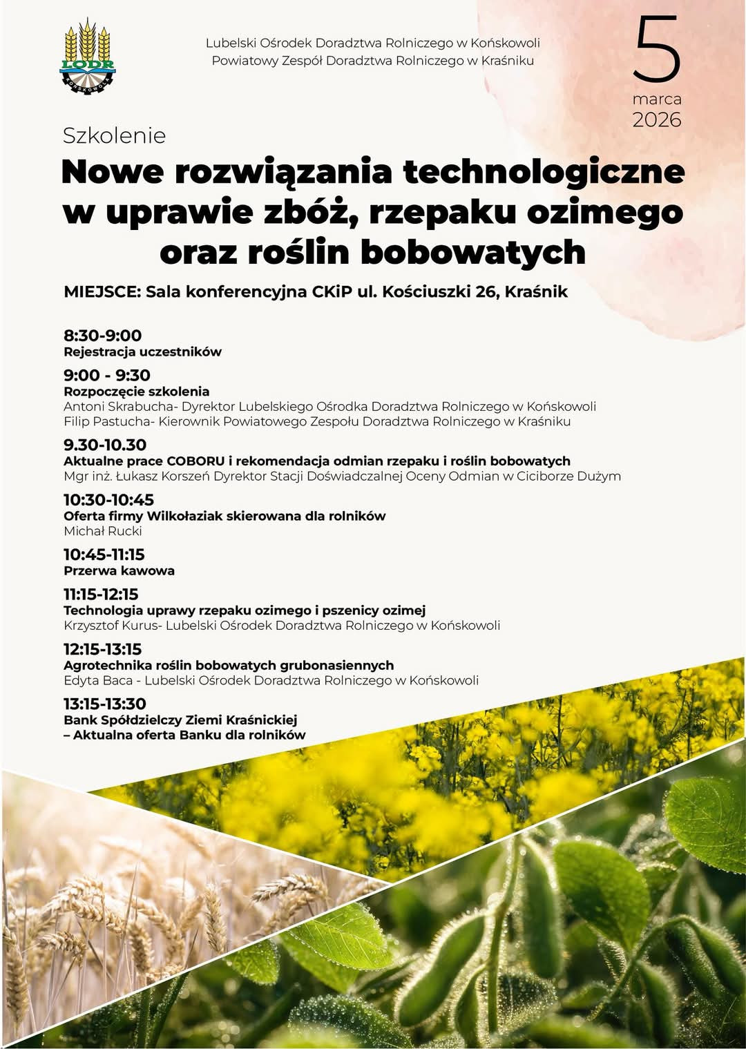 Nowe rozwiązania technologiczne w uprawie zbóż, rzepaku ozimego oraz roślin bobowatych