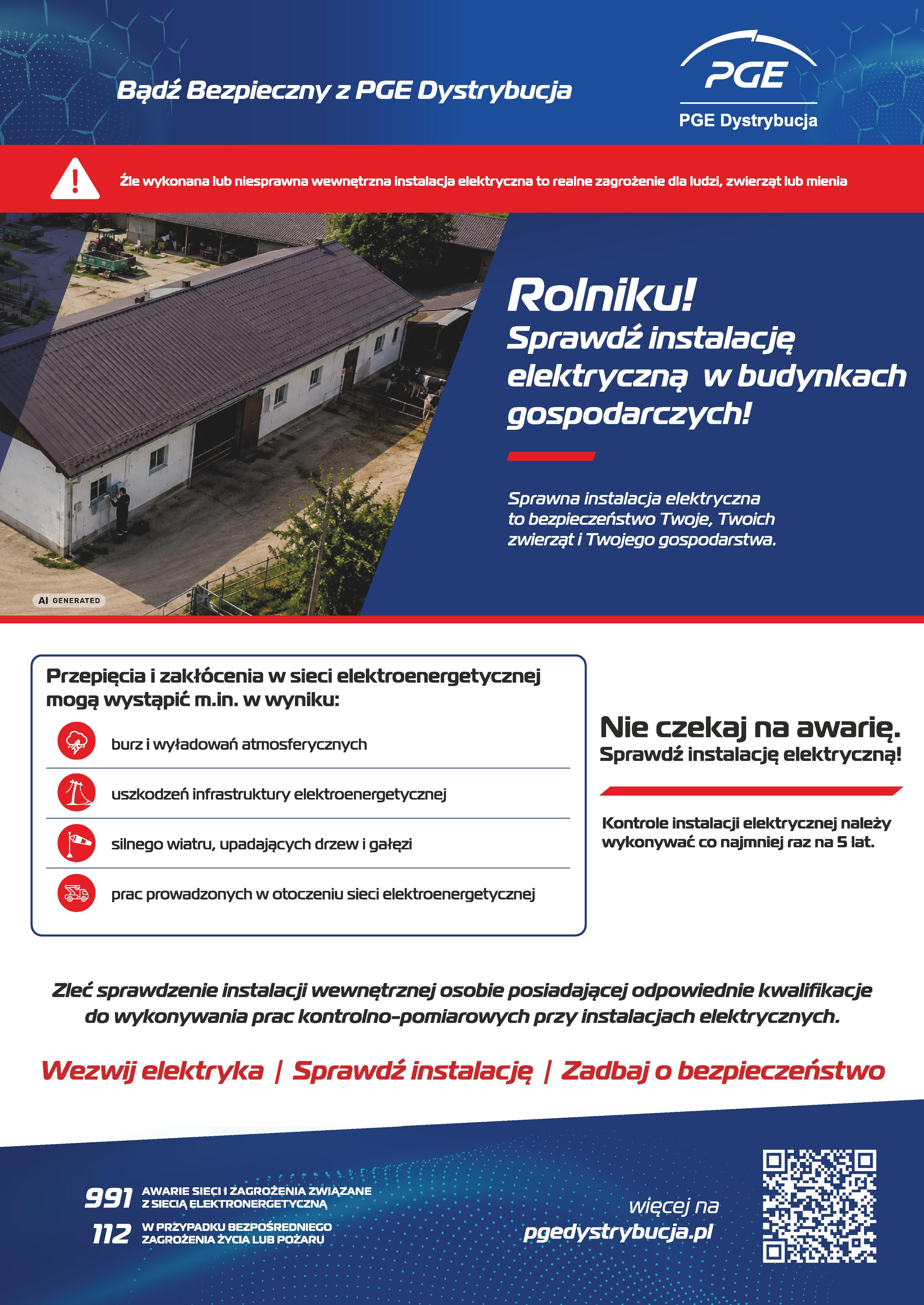 PGE Dystrybucja rozpoczyna kampanię edukacyjno-informacyjną na rzecz bezpieczeństwa instalacji elektrycznych w budynkach gospodarczych