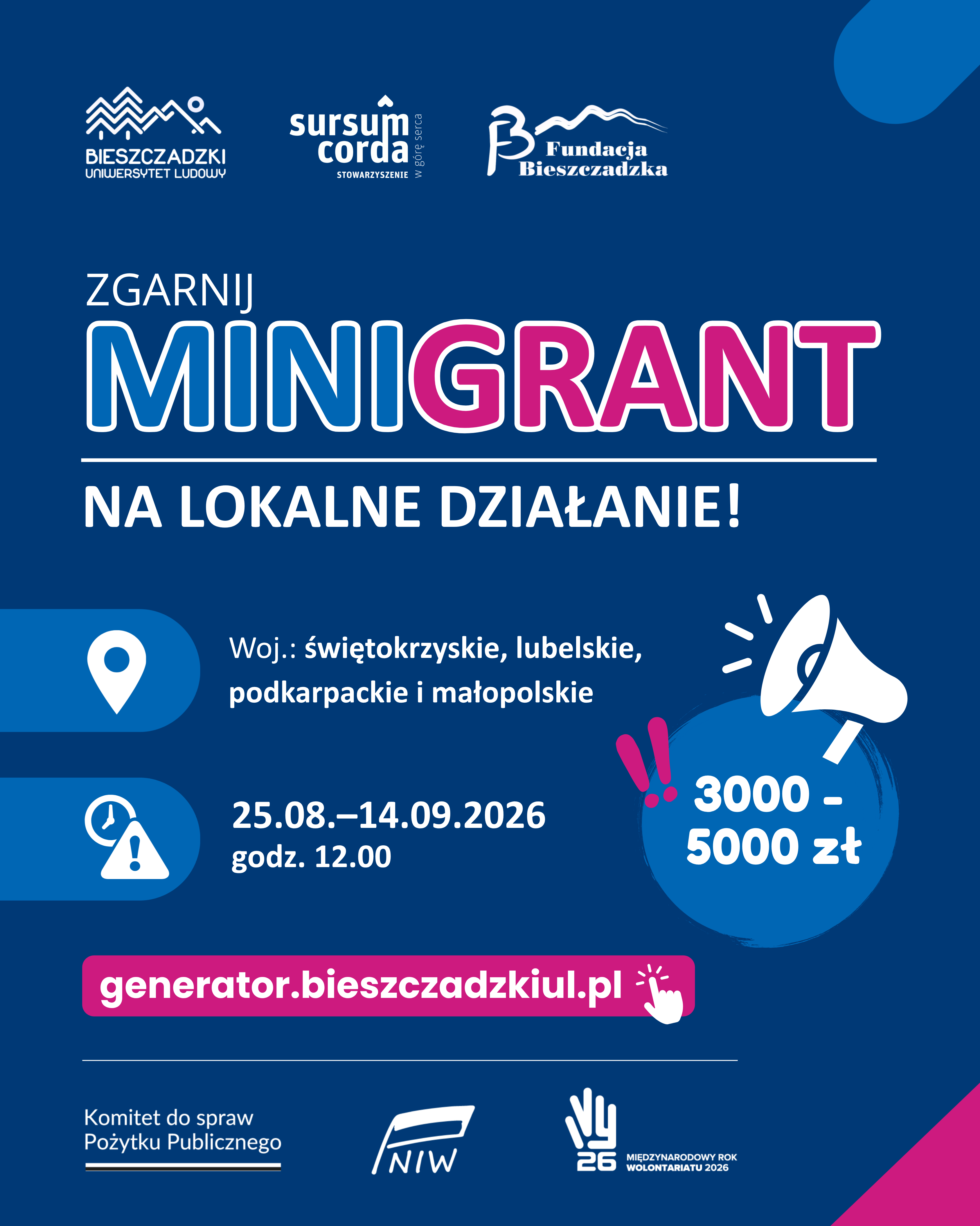 MINIGRANTY OD 3 000 DO 5 000 ZŁ NA LOKALNE INICJATYWY  - TRWA NABÓR WNIOSKÓW w konkursie grantowym „FUNDUSZ INICJATYW MRW — DZIAŁAM, BO LUBIĘ!".