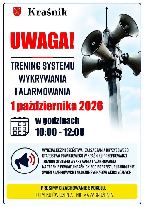 Trening systemy wykrywania i alarmowania - 1 października 2026r.