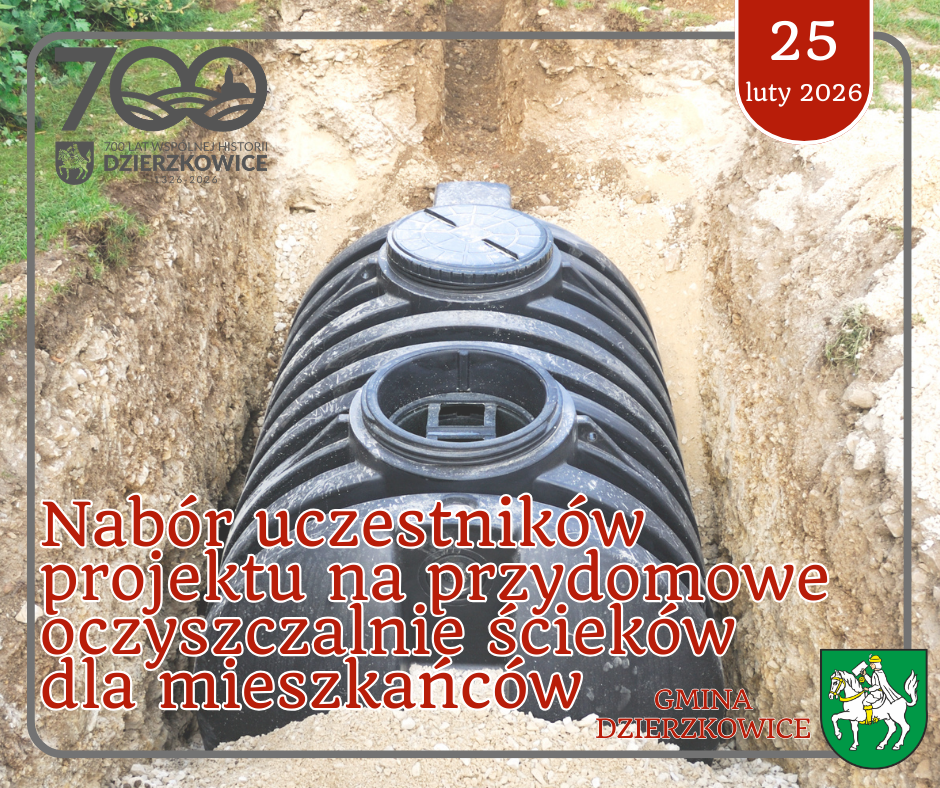Wójt Gminy Dzierzkowice zaprasza mieszkańców na spotkanie informacyjne dotyczące dofinansowania budowy przydomowych oczyszczalni ścieków