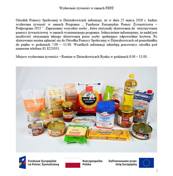 Będą pierwsze paczki żywnościowe